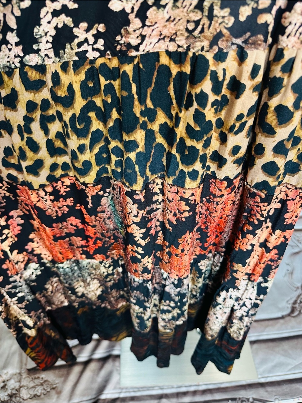 Mixed-Print Tiered Maxi Dress - Black Multi - Picture 6 of 12